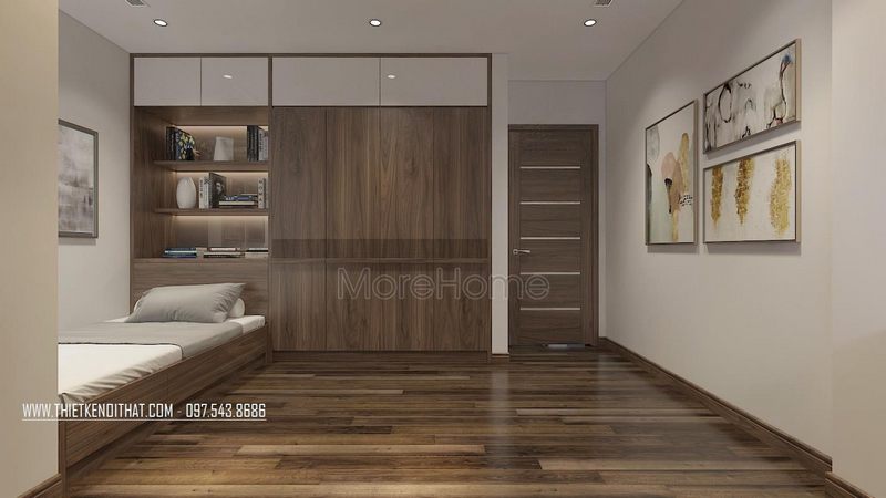 Gợi ý đến bạn mẫu cửa gỗ óc chó hiện đại tại phòng ngủ chung cư cao cấp